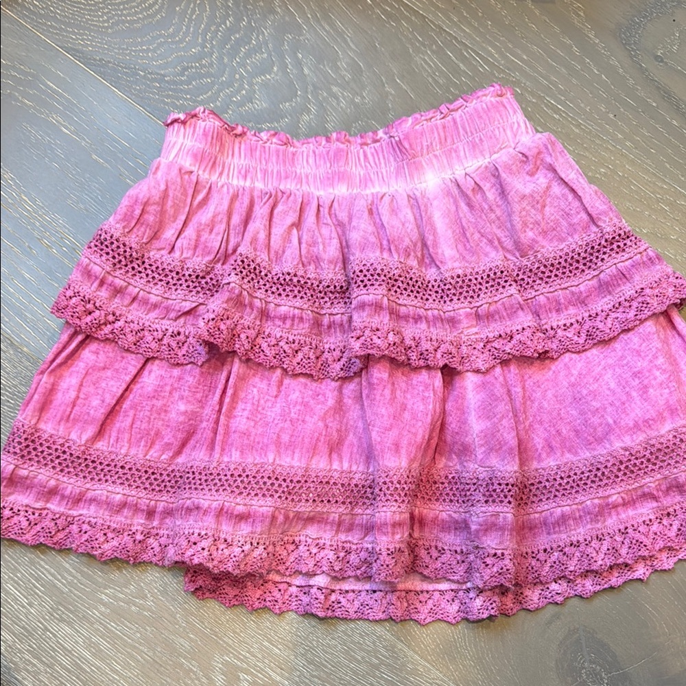 Katie J Pink Lace Tiered Skirt